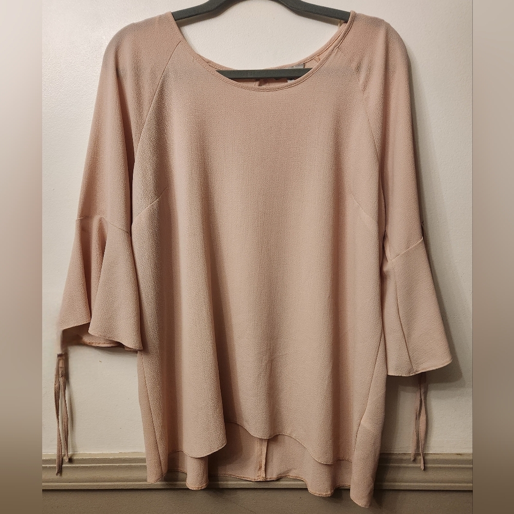 Women's Blush Blouse With Bell Sleeves